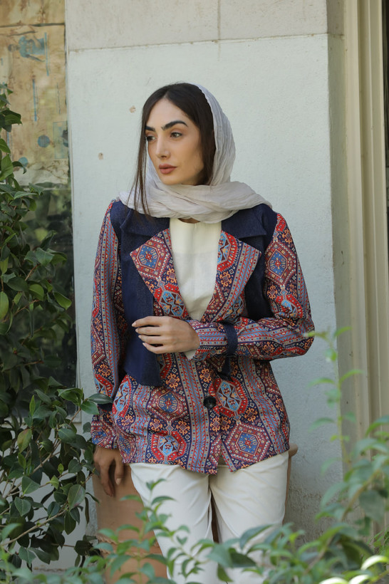 کت دوبل لینن چاپی و جین