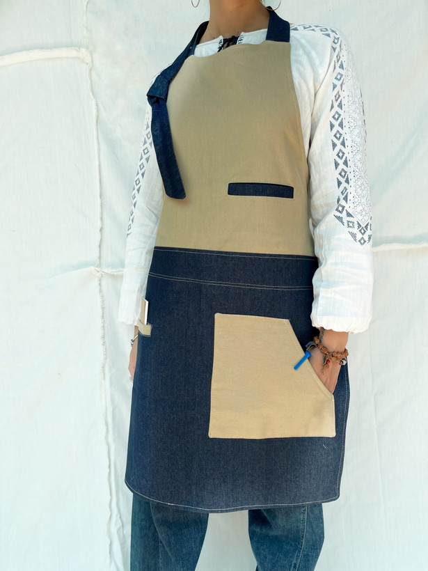 اپرون یونیسکس جین و کتان