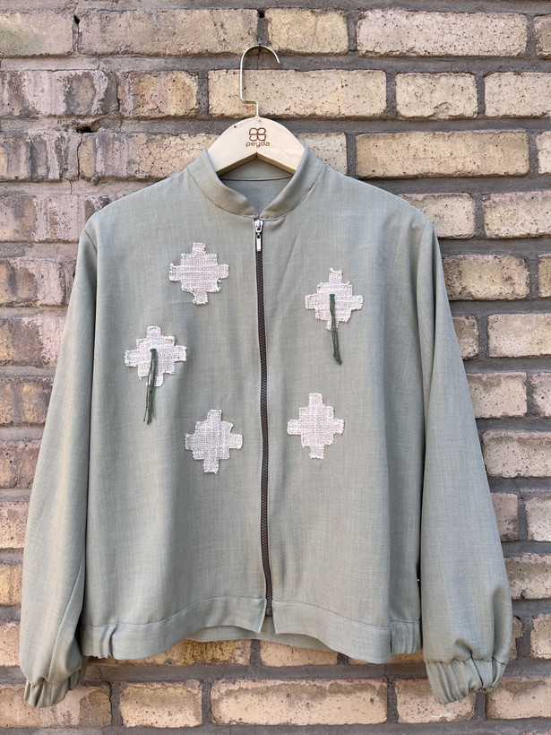 بامبر جکت زنانه پیلی دار کتان