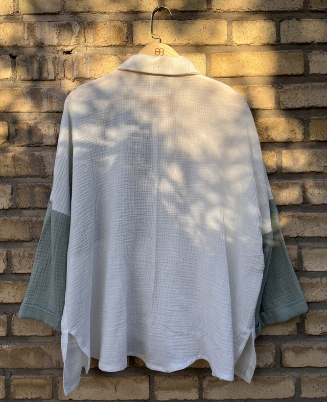 شومیز زنانه دو رنگ موسیلین